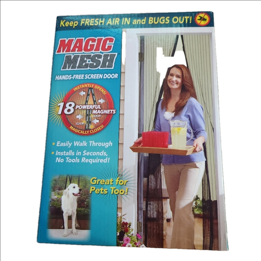 3/$25 Magic Mesh Hands-Free Screen Door NWT Pet door walk through